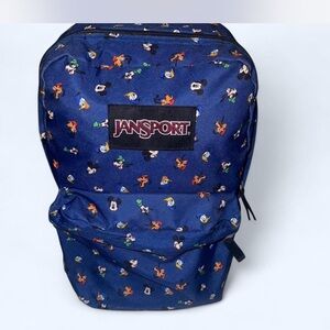 Jansport Navy Backpack with Small Multicolor Character Dots
